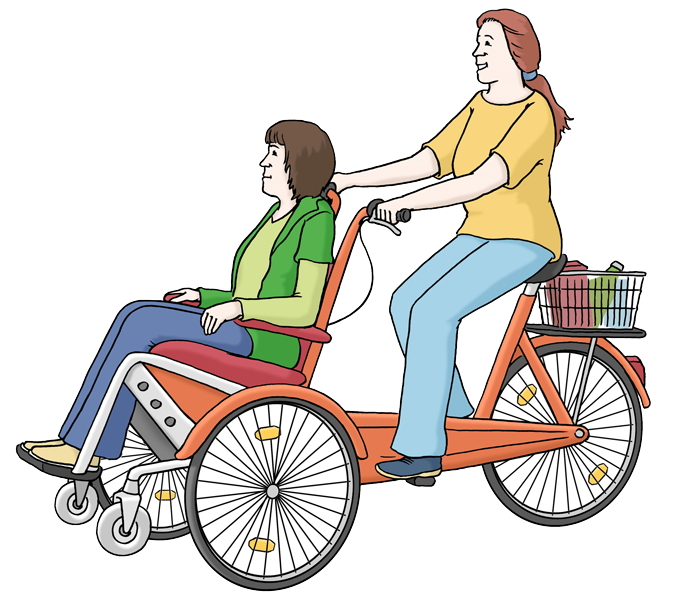 Grafik: Zwei Personen auf einem Tandemrad
